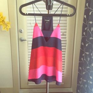 Express Multi Color Razer Back Tank Top